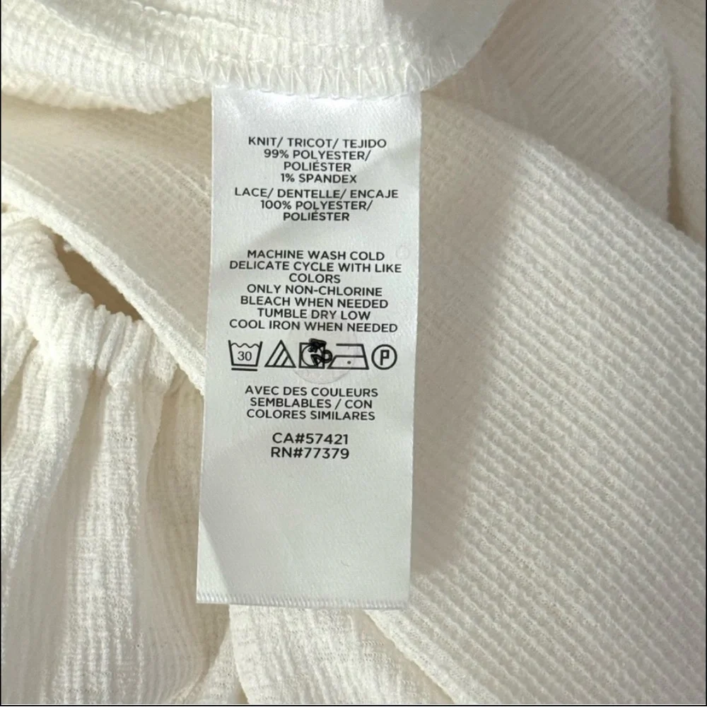 Ann Taylor Lace Yoke Knit Blouse Ivory Long Sleeve Pullover Size Medium